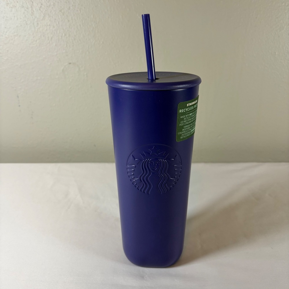 Starbucks Recycled Stainless Steel Tumbler 24oz Matte‎ Purple Cold Cup 011161907